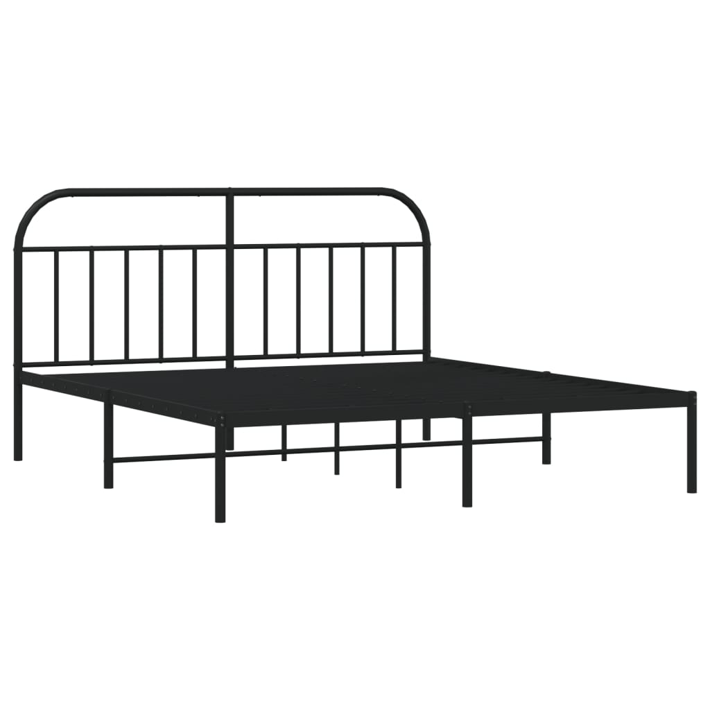 Bedframe met hoofdbord metaal zwart 180x200 cm Bedden & bedframes | Creëer jouw Trendy Thuis | Gratis bezorgd & Retour | Trendy.nl