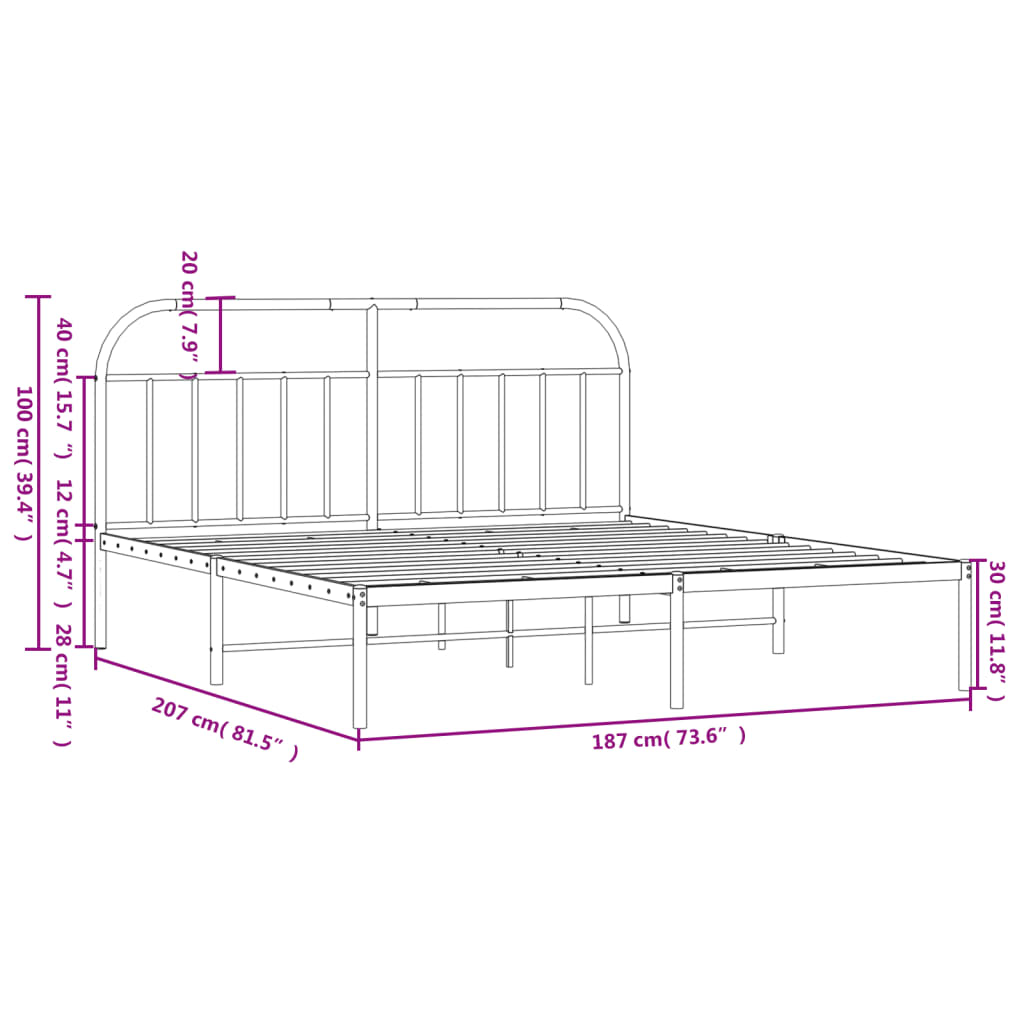 Bedframe met hoofdbord metaal zwart 180x200 cm Bedden & bedframes | Creëer jouw Trendy Thuis | Gratis bezorgd & Retour | Trendy.nl