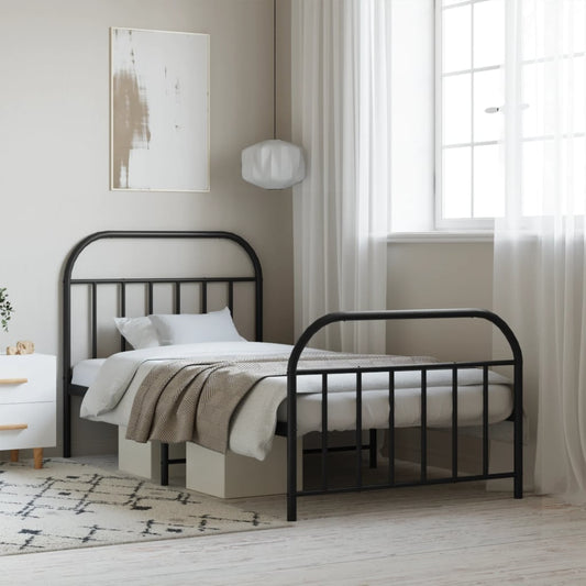 Bedframe met hoofd- en voeteneinde metaal zwart 100x190 cm Bedden & bedframes | Creëer jouw Trendy Thuis | Gratis bezorgd & Retour | Trendy.nl