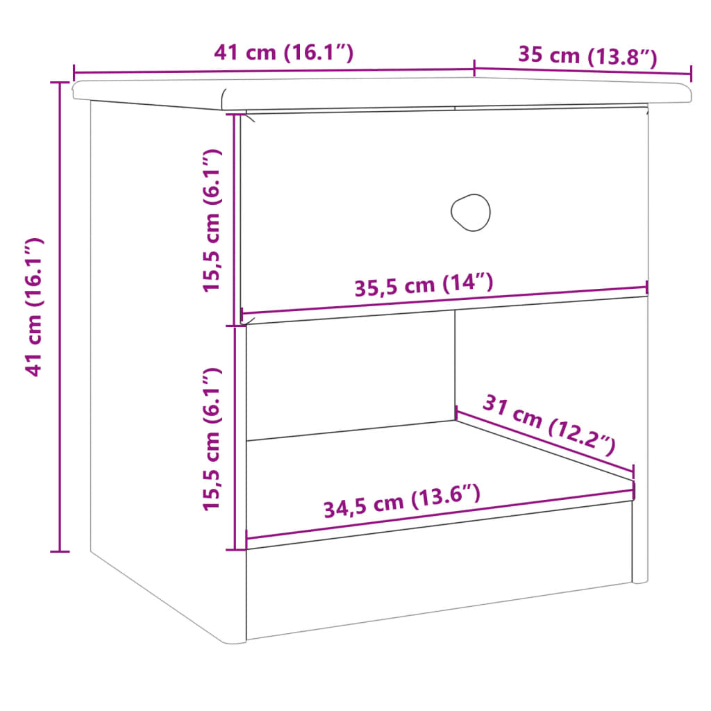 Nachtkastje ALTA 43x35x40,5 cm massief grenenhout Nachtkastjes | Creëer jouw Trendy Thuis | Gratis bezorgd & Retour | Trendy.nl