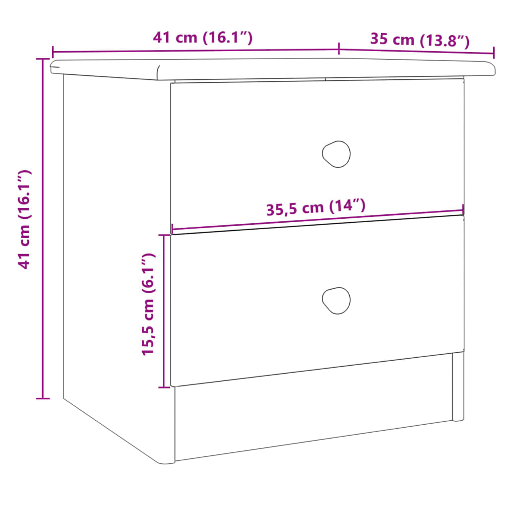 Nachtkastje ALTA 43x35x40,5 cm massief grenenhout Nachtkastjes | Creëer jouw Trendy Thuis | Gratis bezorgd & Retour | Trendy.nl