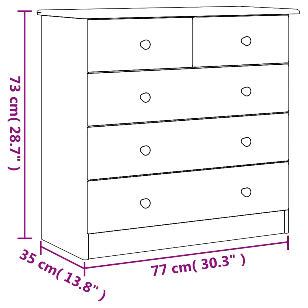 Ladekast ALTA 77x35x73 cm massief grenenhout Commodes & ladekasten | Creëer jouw Trendy Thuis | Gratis bezorgd & Retour | Trendy.nl