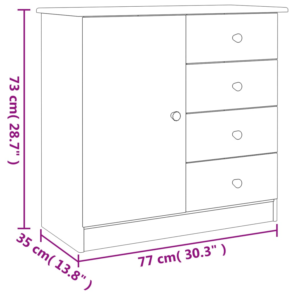 Dressoir ALTA 77x35x73 cm massief grenenhout Dressoirs & buffetkasten | Creëer jouw Trendy Thuis | Gratis bezorgd & Retour | Trendy.nl