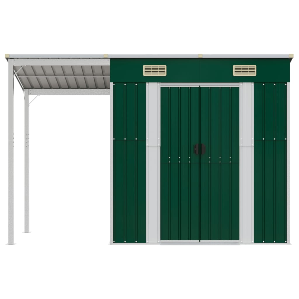 Tuinschuur met verlengd dak 277x110,5x181 cm staal groen Tuinhuizen | Creëer jouw Trendy Thuis | Gratis bezorgd & Retour | Trendy.nl