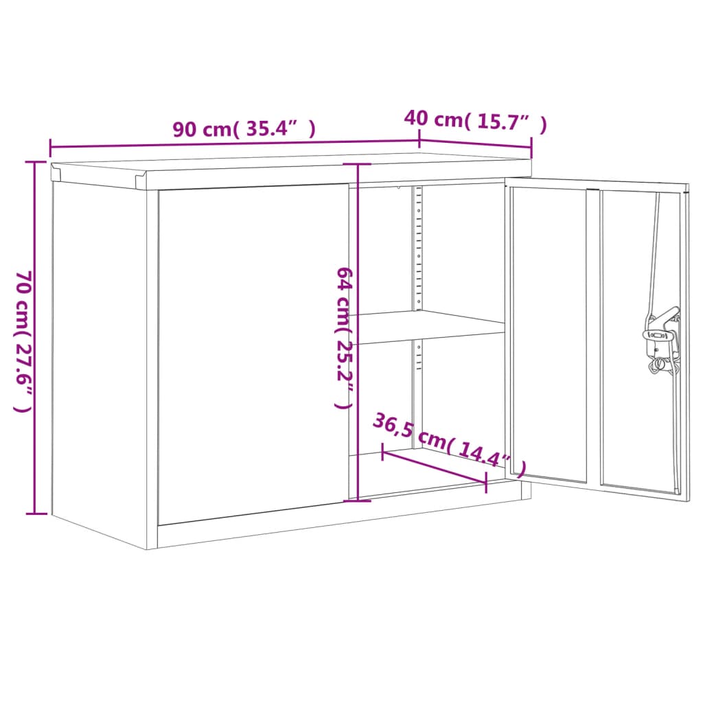 Archiefkast 90x40x70 cm staal antracietkleurig Archiefkasten | Creëer jouw Trendy Thuis | Gratis bezorgd & Retour | Trendy.nl