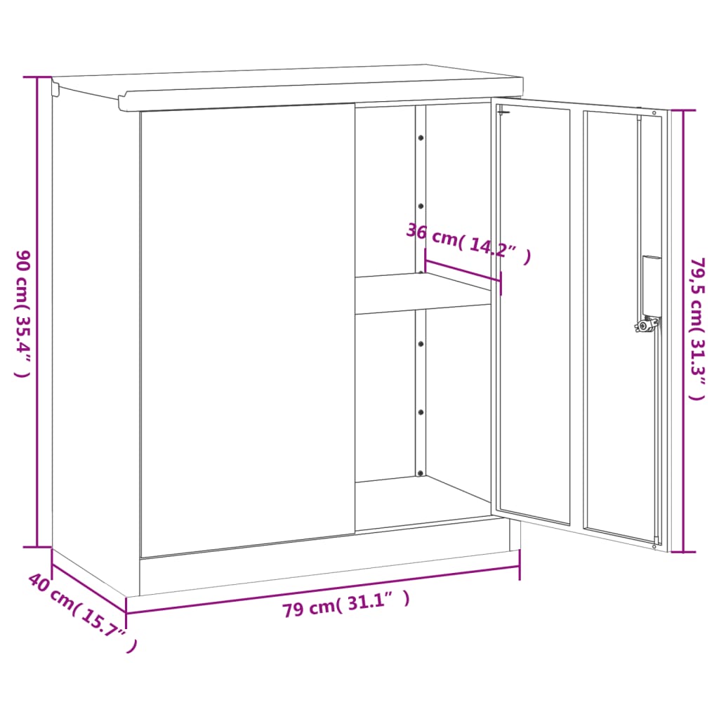 Archiefkast 79x40x90 cm staal zwart Archiefkasten | Creëer jouw Trendy Thuis | Gratis bezorgd & Retour | Trendy.nl