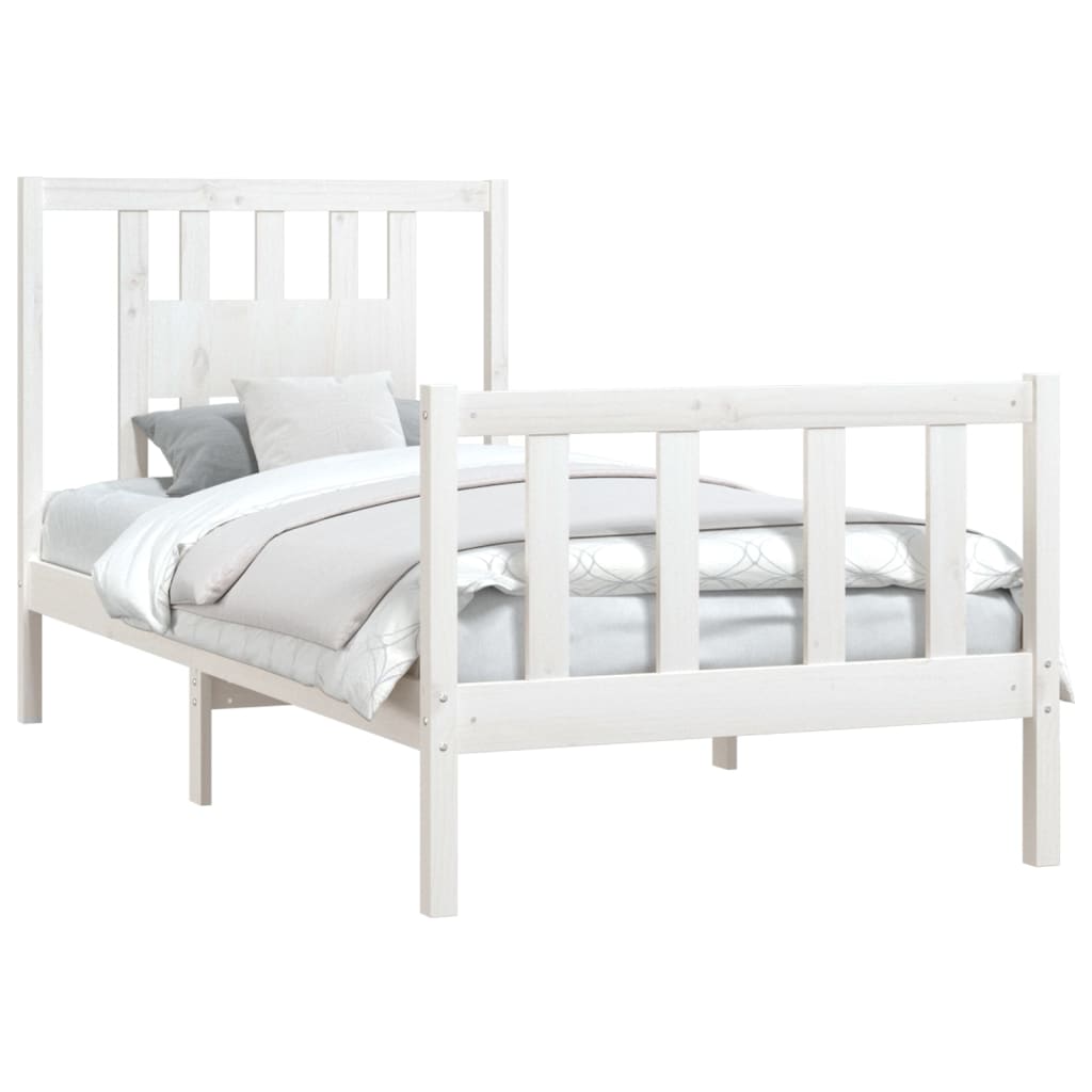 Bedframe met hoofdbord massief hout wit 90x200 cm Bedden & bedframes | Creëer jouw Trendy Thuis | Gratis bezorgd & Retour | Trendy.nl