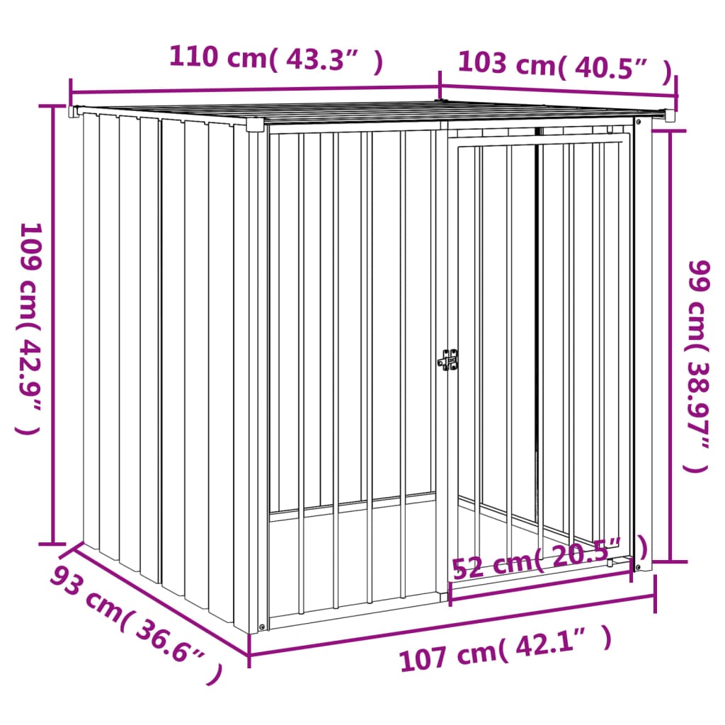 Hondenhok met dak 110x103x109 cm gegalvaniseerd staal zwart Hondenhokken | Creëer jouw Trendy Thuis | Gratis bezorgd & Retour | Trendy.nl