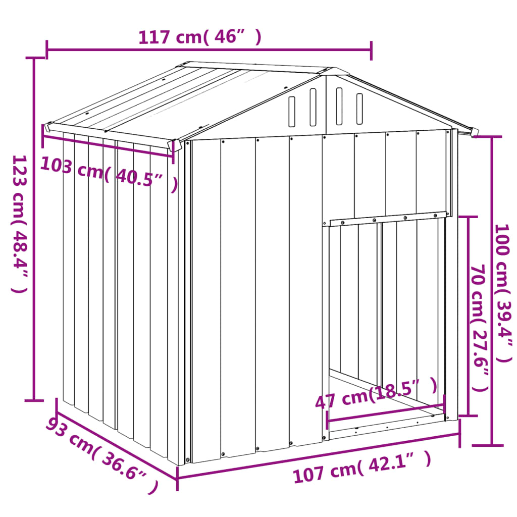 Hondenhok met dak 117x103x123 cm gegalvaniseerd staal antraciet Hondenhokken | Creëer jouw Trendy Thuis | Gratis bezorgd & Retour | Trendy.nl