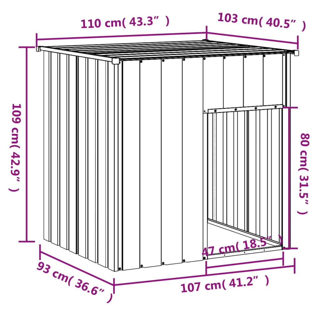 Hondenhok met dak 110x103x109 cm gegalvaniseerd staal antraciet Hondenhokken | Creëer jouw Trendy Thuis | Gratis bezorgd & Retour | Trendy.nl