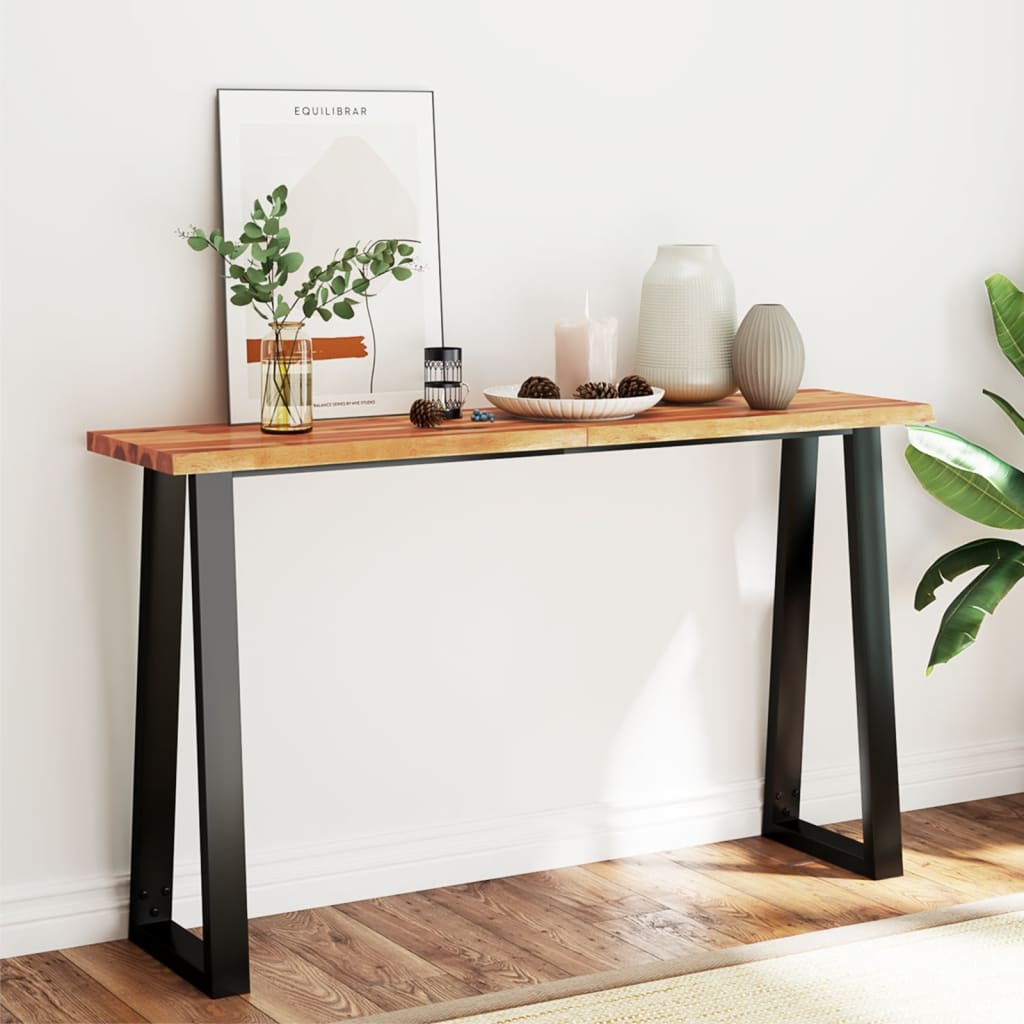 Wandtafel met natuurlijke rand 140x40x80 cm massief acaciahout Bijzettafels | Creëer jouw Trendy Thuis | Gratis bezorgd & Retour | Trendy.nl