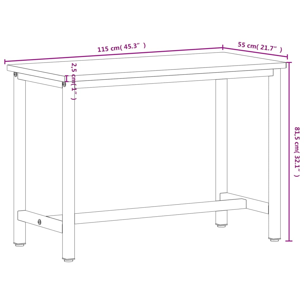 Werkbank 115x55x81,5 cm massief beukenhout en metaal Werkbanken | Creëer jouw Trendy Thuis | Gratis bezorgd & Retour | Trendy.nl