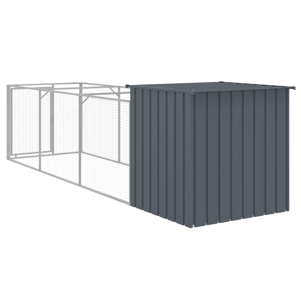 Hondenhok met ren 110x405x110 cm gegalvaniseerd staal antraciet Hondenhokken | Creëer jouw Trendy Thuis | Gratis bezorgd & Retour | Trendy.nl