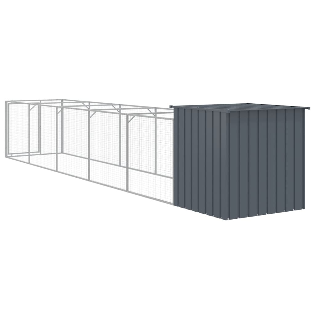 Hondenhok met ren 110x609x110 cm gegalvaniseerd staal antraciet Hondenhokken | Creëer jouw Trendy Thuis | Gratis bezorgd & Retour | Trendy.nl