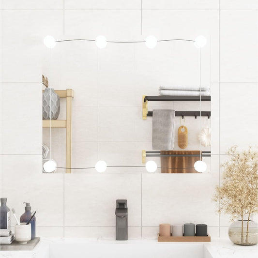 Wandspiegel met LED's rechthoekig 50x60 cm glas