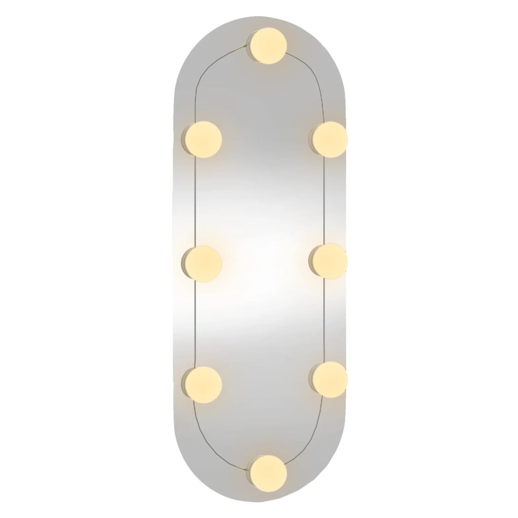 Wandspiegel met LED's ovaal 20x50 cm glas
