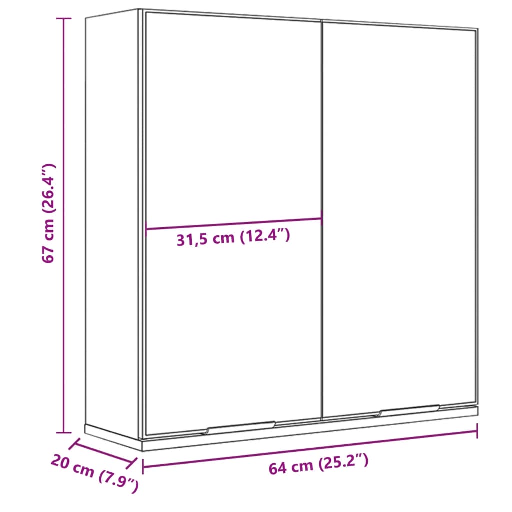 Badkamerkast met spiegel 64x20x67 cm bewerkt hout zwart Badkamerkaptafels | Creëer jouw Trendy Thuis | Gratis bezorgd & Retour | Trendy.nl