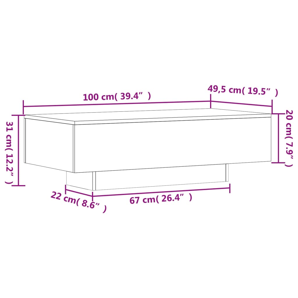 Salontafel 100x49,5x31 cm bewerkt hout bruin eikenkleur Salontafels | Creëer jouw Trendy Thuis | Gratis bezorgd & Retour | Trendy.nl