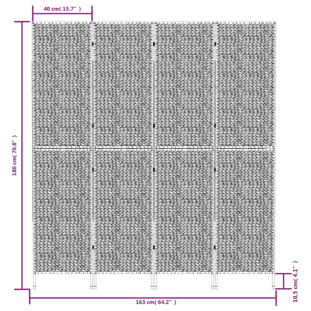 Kamerscherm met 4 panelen 163x180 cm waterhyacint bruin Kamerschermen | Creëer jouw Trendy Thuis | Gratis bezorgd & Retour | Trendy.nl