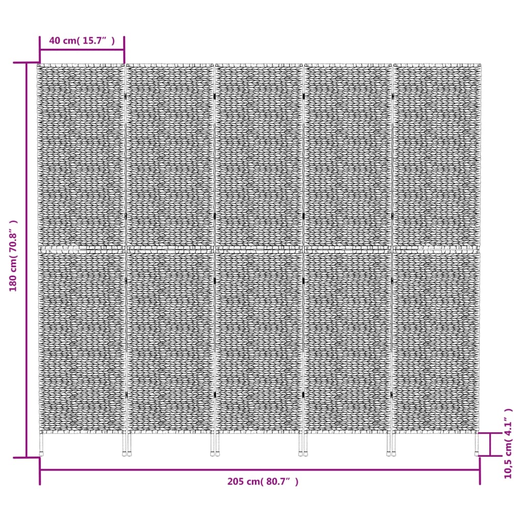 Kamerscherm met 5 panelen 205x180 cm waterhyacint bruin Kamerschermen | Creëer jouw Trendy Thuis | Gratis bezorgd & Retour | Trendy.nl