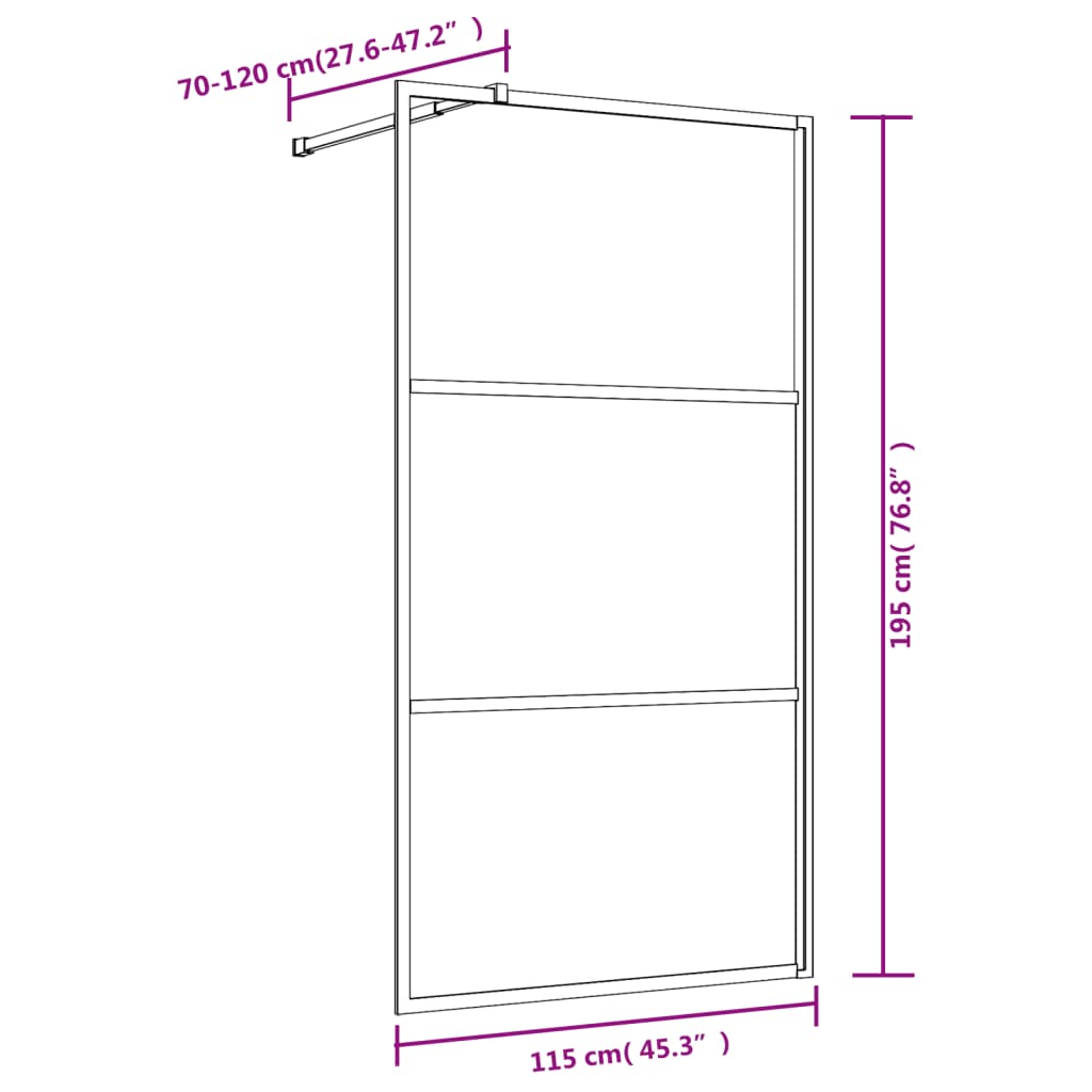 Inloopdouchewand transparant 115x195 cm ESG-glas goudkleurig