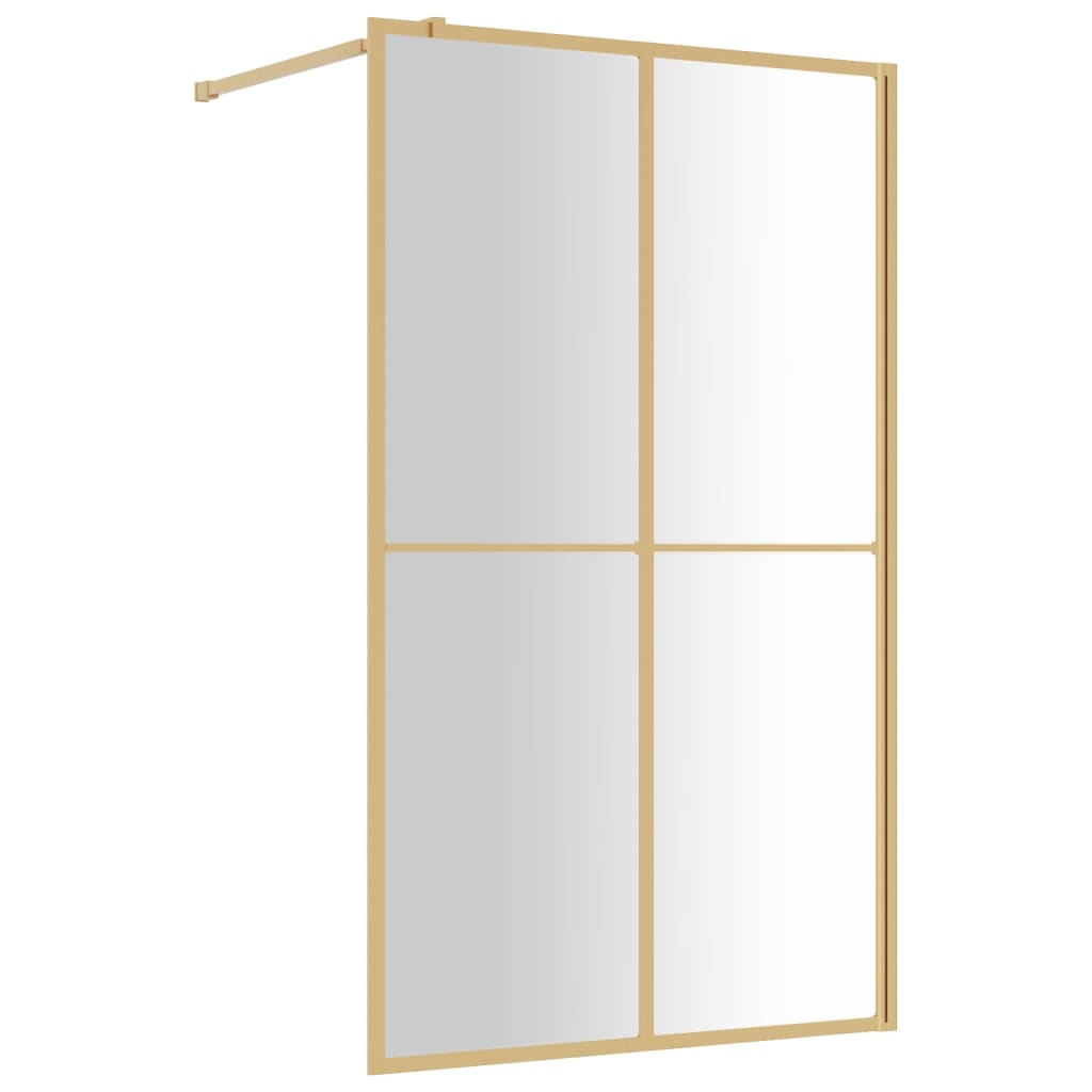 Inloopdouchewand transparant 118x195 cm ESG-glas goudkleurig