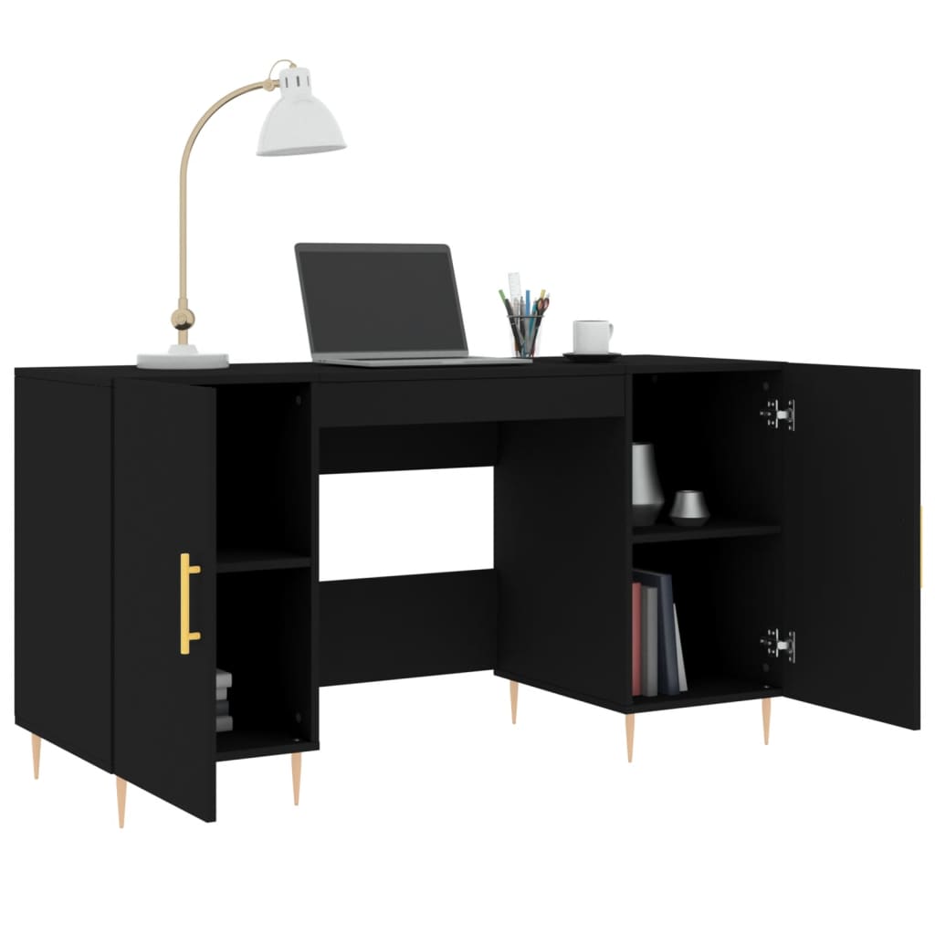 Bureau 140x50x75 cm bewerkt hout zwart Bureaus | Creëer jouw Trendy Thuis | Gratis bezorgd & Retour | Trendy.nl