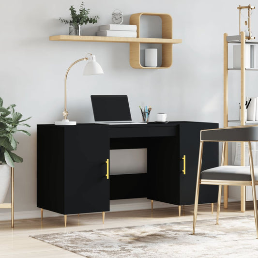 Bureau 140x50x75 cm bewerkt hout zwart Bureaus | Creëer jouw Trendy Thuis | Gratis bezorgd & Retour | Trendy.nl