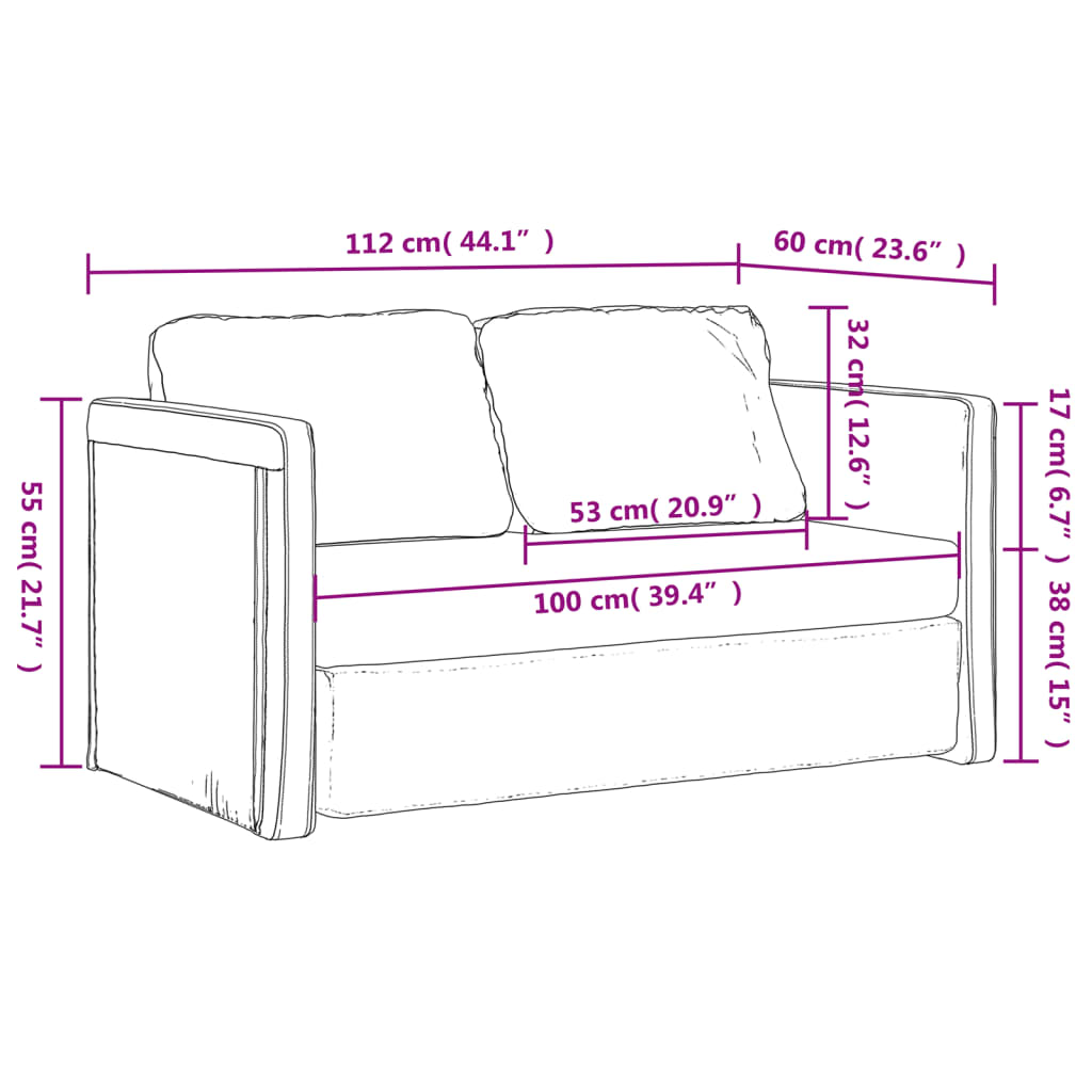 Slaapbank vloermodel 2-in-1 112x174x55 cm kunstleer crèmekleur