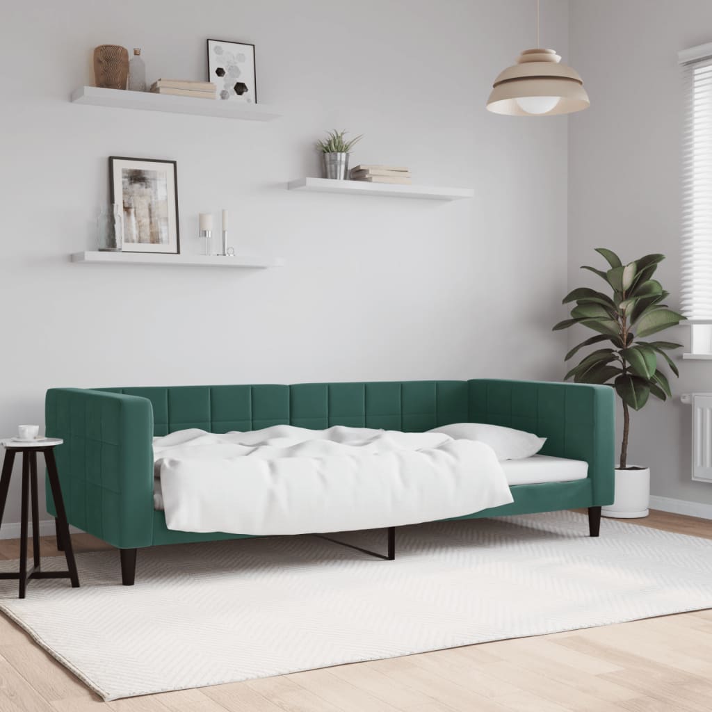 Slaapbank 90x200 cm fluweel donkergroen Bedden & bedframes | Creëer jouw Trendy Thuis | Gratis bezorgd & Retour | Trendy.nl