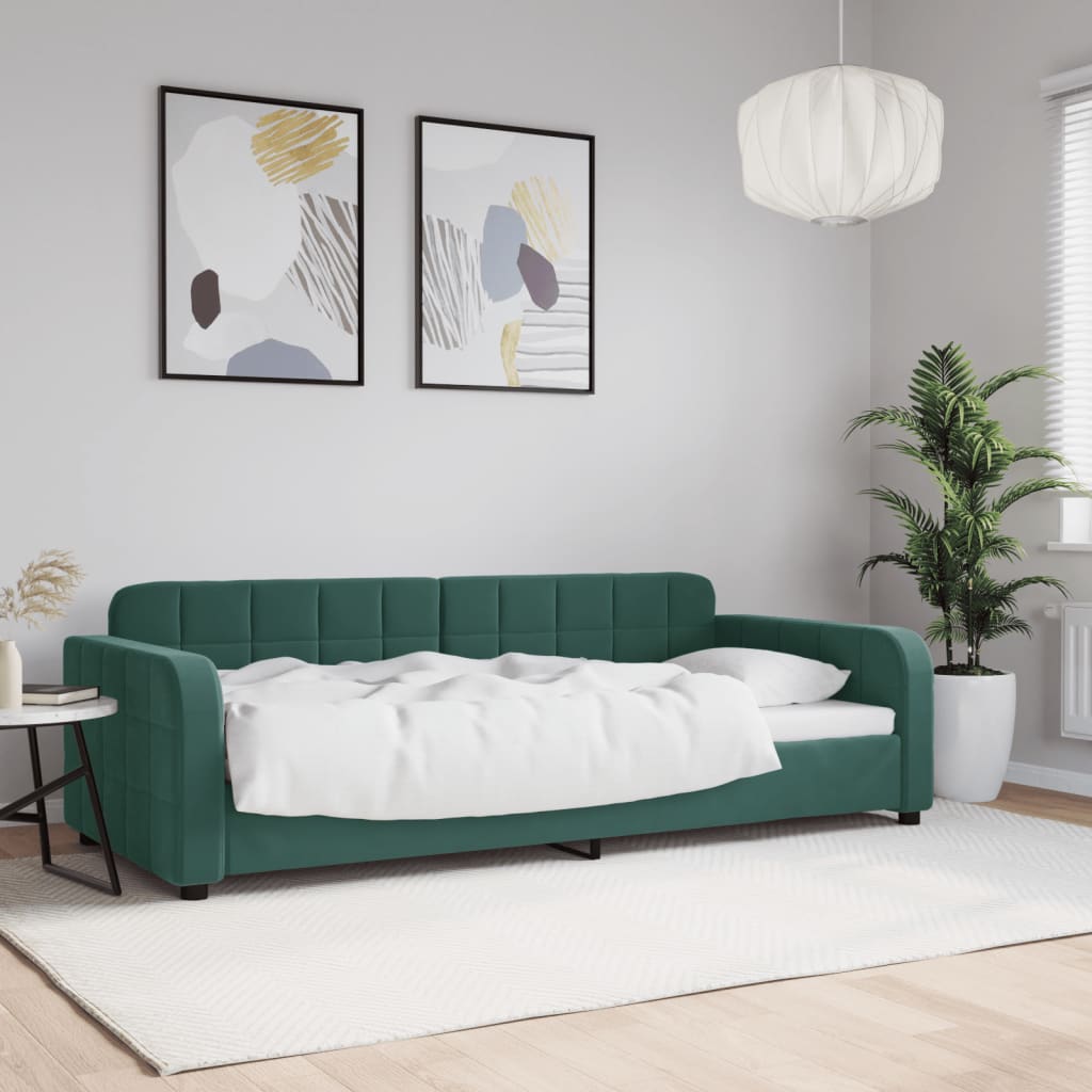 Slaapbank 90x200 cm fluweel donkergroen Bedden & bedframes | Creëer jouw Trendy Thuis | Gratis bezorgd & Retour | Trendy.nl