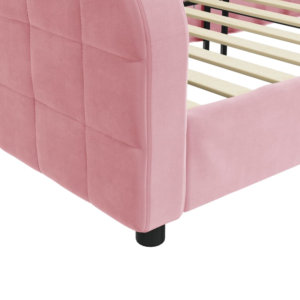 Slaapbank 90x200 cm fluweel roze