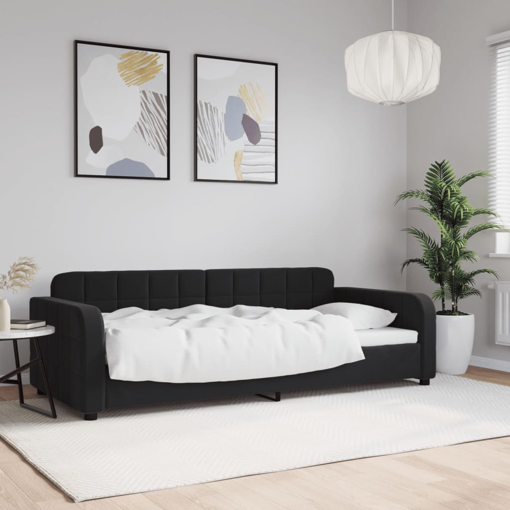 Slaapbank 90x200 cm fluweel zwart Bedden & bedframes | Creëer jouw Trendy Thuis | Gratis bezorgd & Retour | Trendy.nl