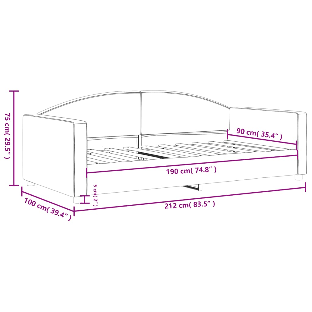 Slaapbank 90x190 cm stof donkergrijs Bedden & bedframes | Creëer jouw Trendy Thuis | Gratis bezorgd & Retour | Trendy.nl