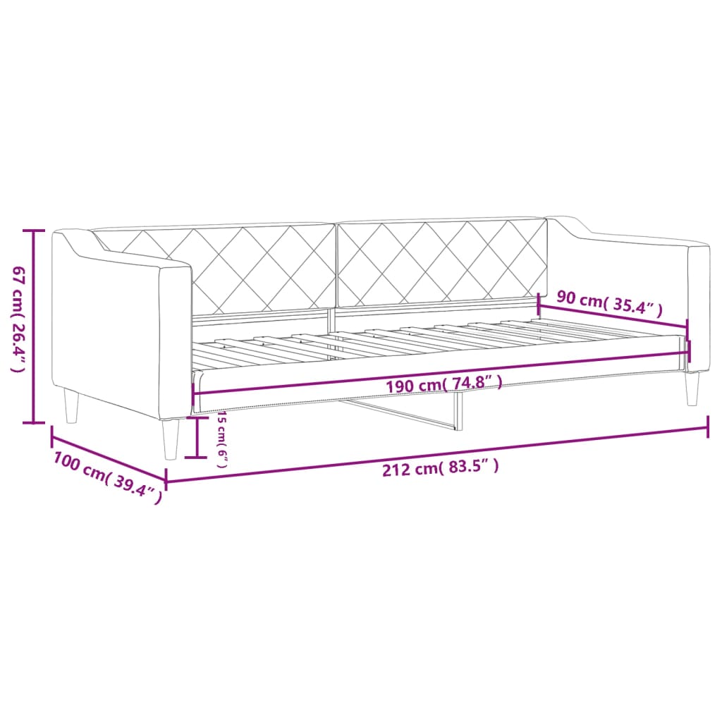 Slaapbank 90x190 cm stof lichtgrijs Bedden & bedframes | Creëer jouw Trendy Thuis | Gratis bezorgd & Retour | Trendy.nl