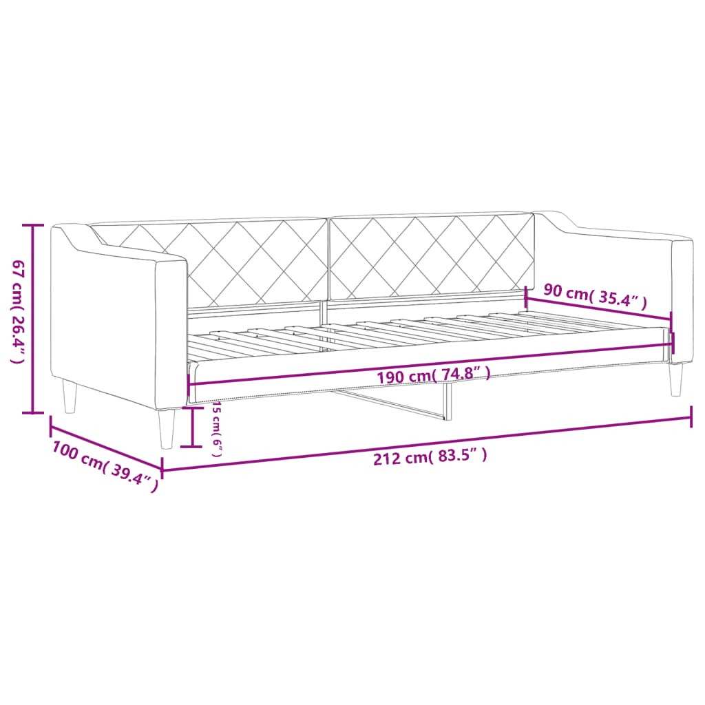 Slaapbank 90x190 cm stof zwart Bedden & bedframes | Creëer jouw Trendy Thuis | Gratis bezorgd & Retour | Trendy.nl