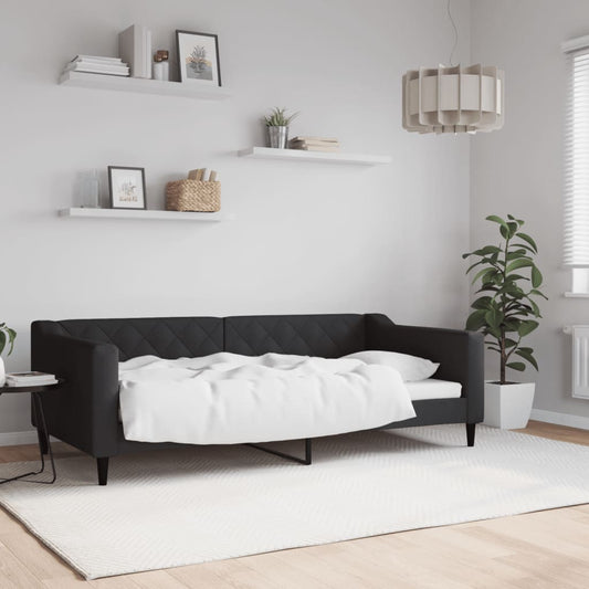 Slaapbank 90x190 cm stof zwart Bedden & bedframes | Creëer jouw Trendy Thuis | Gratis bezorgd & Retour | Trendy.nl