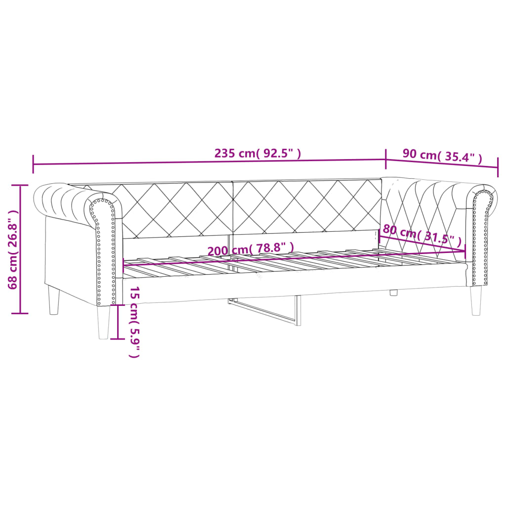 Slaapbank 80x200 cm kunstleer wit