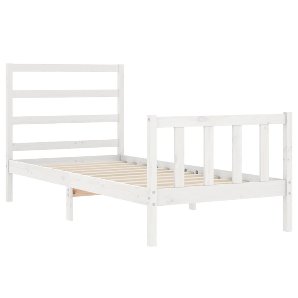 Bedframe met hoofdbord massief hout wit