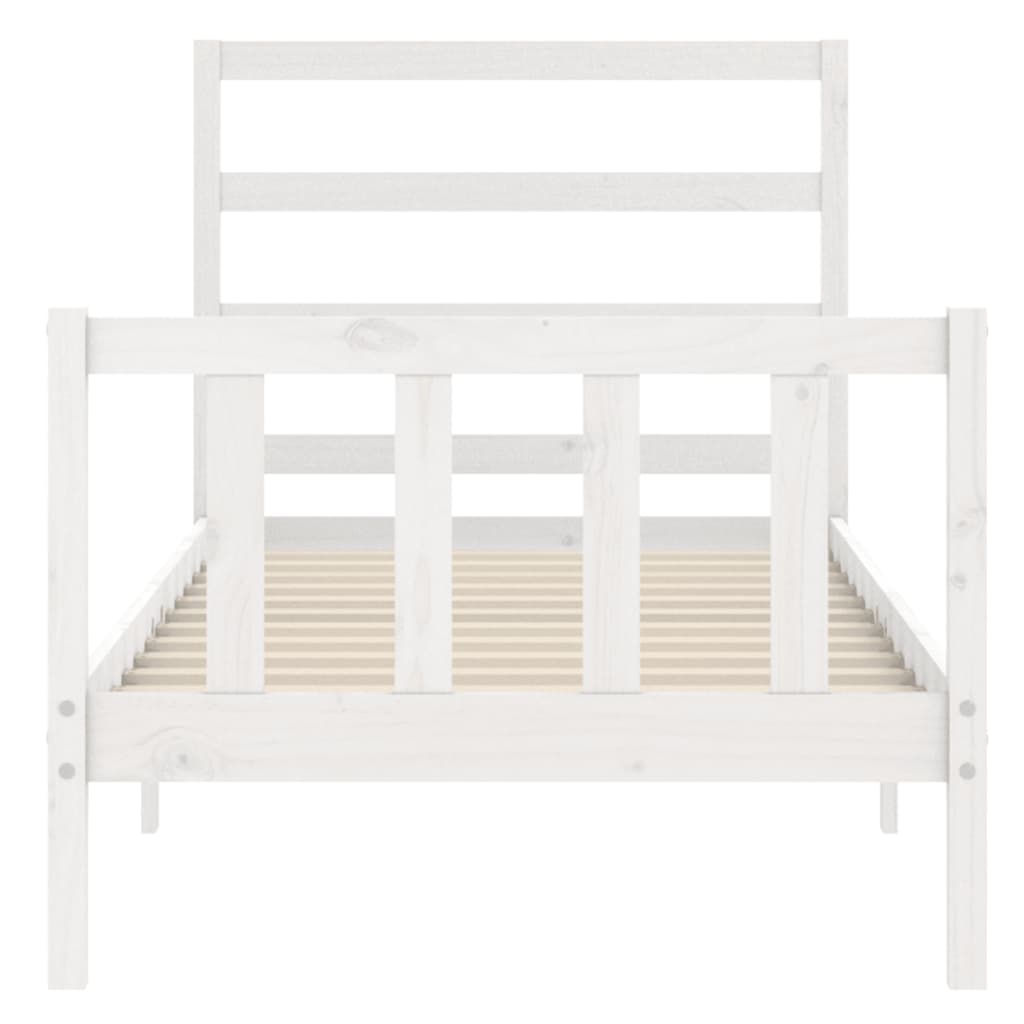 Bedframe met hoofdbord massief hout wit