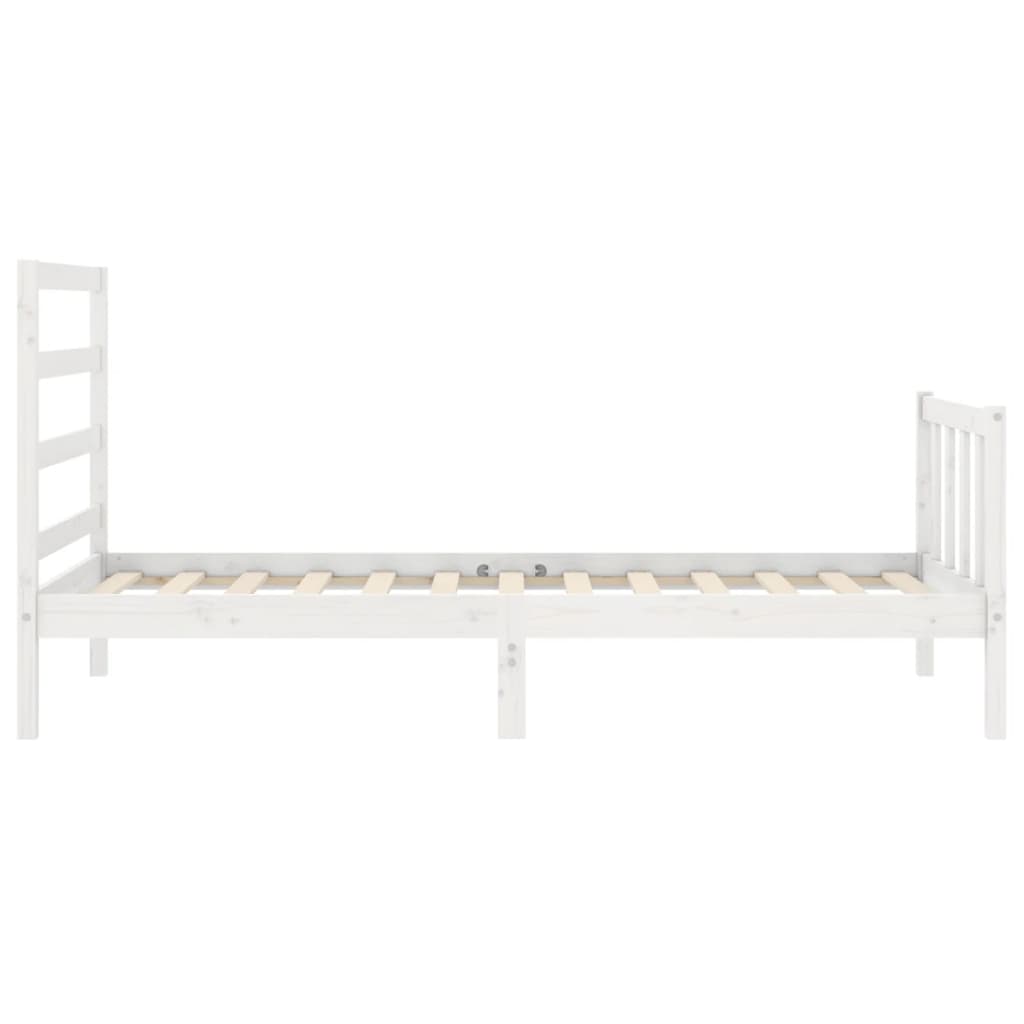 Bedframe met hoofdbord massief hout wit