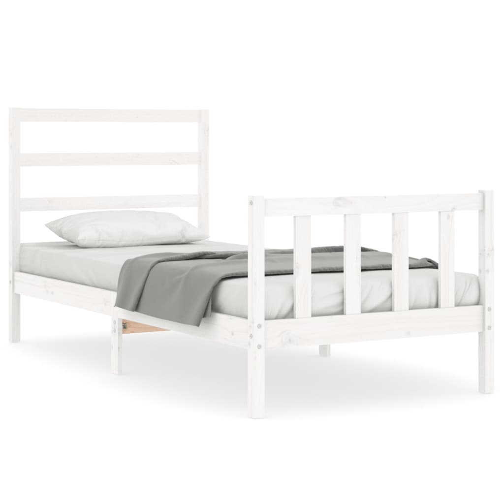 Bedframe met hoofdbord massief hout wit 90x190 cm Bedden & bedframes | Creëer jouw Trendy Thuis | Gratis bezorgd & Retour | Trendy.nl