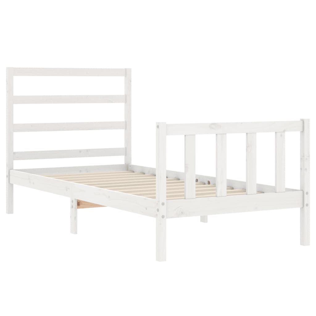 Bedframe met hoofdbord massief hout wit 90x190 cm Bedden & bedframes | Creëer jouw Trendy Thuis | Gratis bezorgd & Retour | Trendy.nl