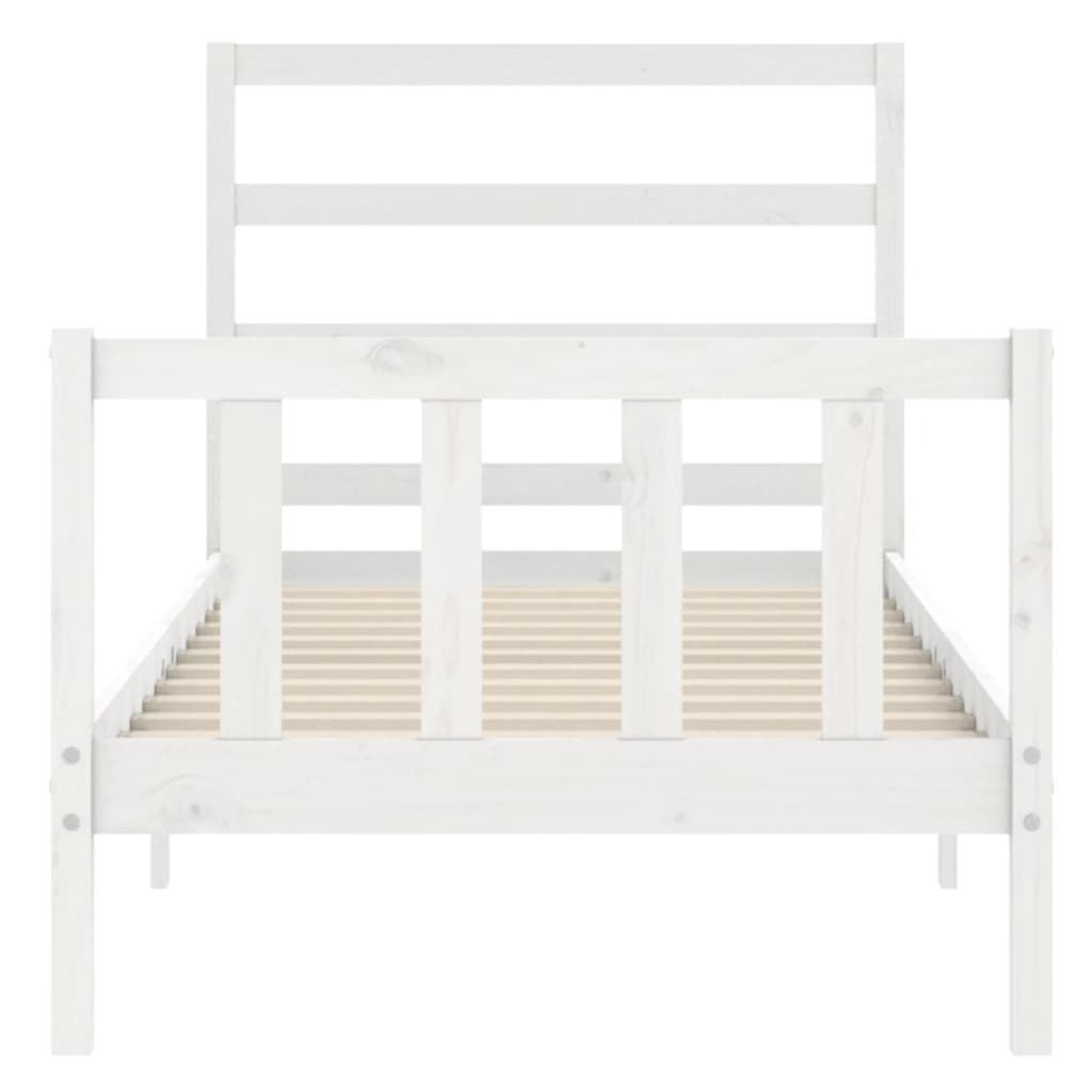 Bedframe met hoofdbord massief hout wit 90x190 cm Bedden & bedframes | Creëer jouw Trendy Thuis | Gratis bezorgd & Retour | Trendy.nl