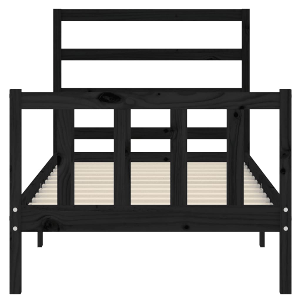 Bedframe met hoofdeinde massief hout zwart 90x190 cm Bedden & bedframes | Creëer jouw Trendy Thuis | Gratis bezorgd & Retour | Trendy.nl