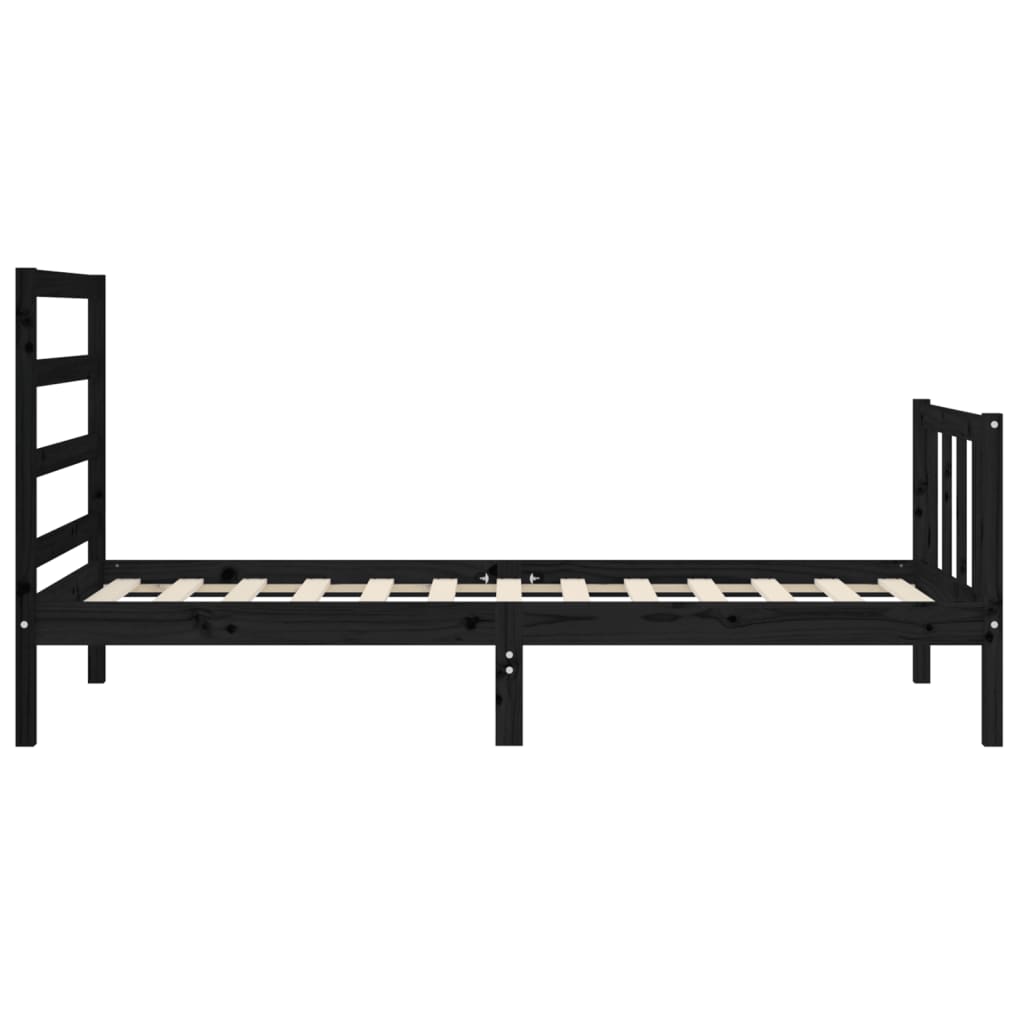 Bedframe met hoofdeinde massief hout zwart 90x190 cm Bedden & bedframes | Creëer jouw Trendy Thuis | Gratis bezorgd & Retour | Trendy.nl