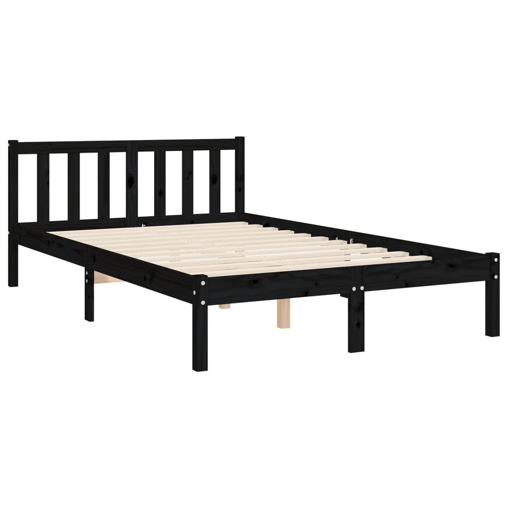 Bedframe met hoofdbord massief hout zwart