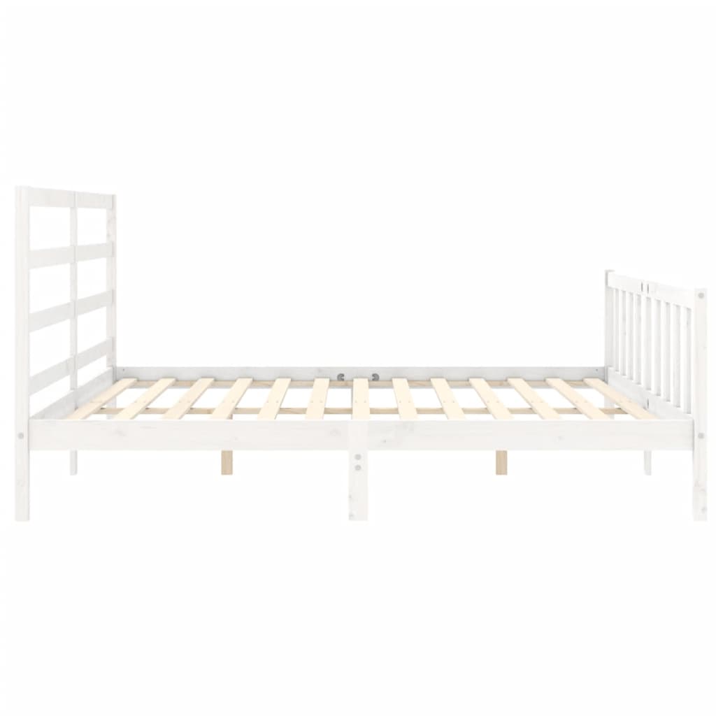 Bedframe met hoofdbord massief hout wit 180x200 cm