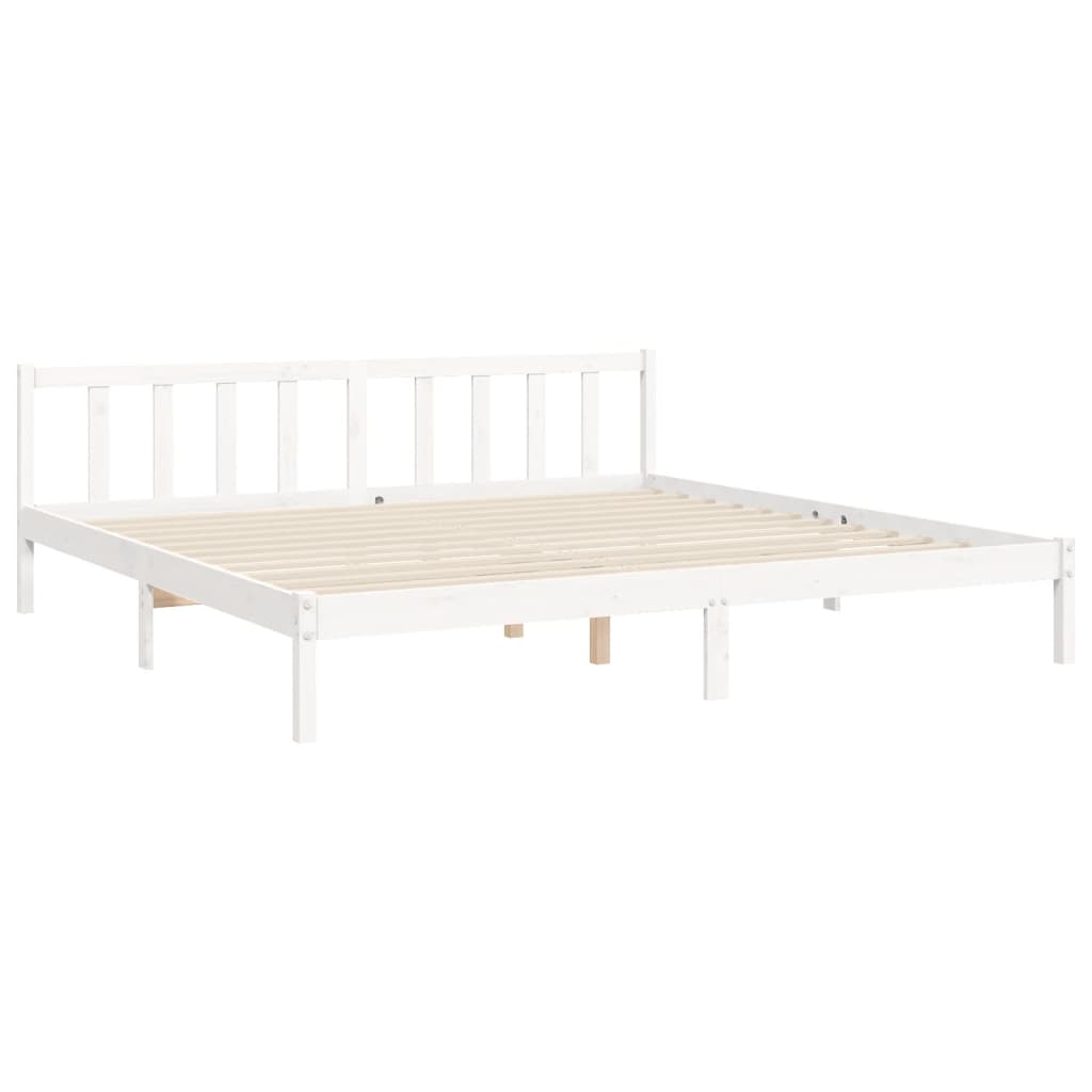 Bedframe met hoofdbord massief hout wit 180x200 cm