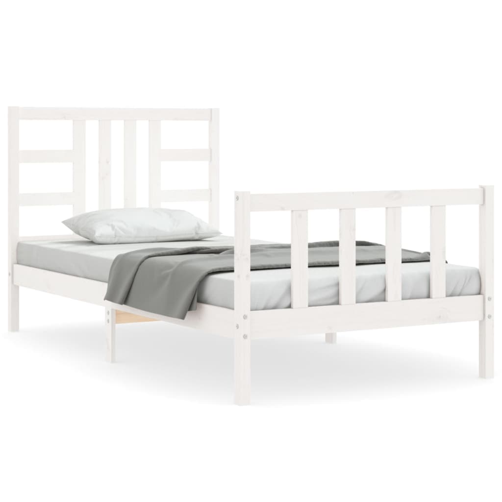 Bedframe met hoofdbord massief hout wit 90x190 cm Bedden & bedframes | Creëer jouw Trendy Thuis | Gratis bezorgd & Retour | Trendy.nl